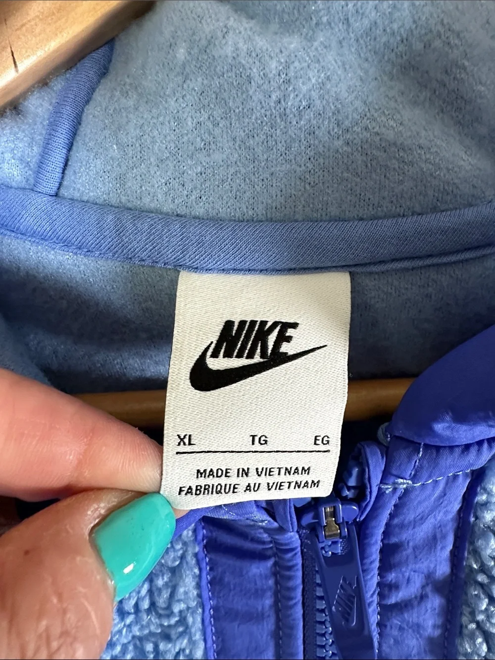Nike Light Blue and Royal Blue Sherpa Zip Hoodie